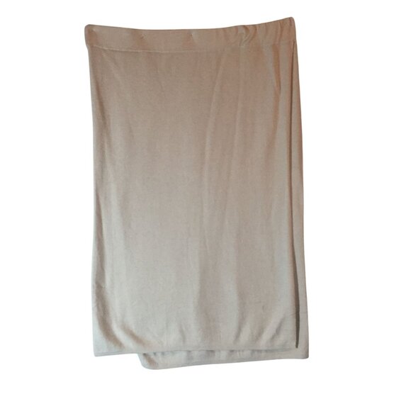 Banana Republic Womens XXL Faux Wrap Skirt Cream Knit  Elastic Waist Knee Length - Picture 2 of 11